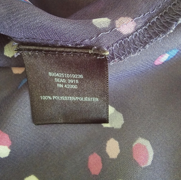 Attention blouse, size M, dark blue color with light blue, pink & white dots. - Picture 5 of 5